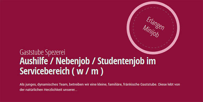 Aushilfe / Nebenjob/ Studentenjob